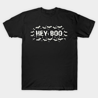 Hey Boo Spooky Halloween Design Bats For Men Women Kids T-Shirt